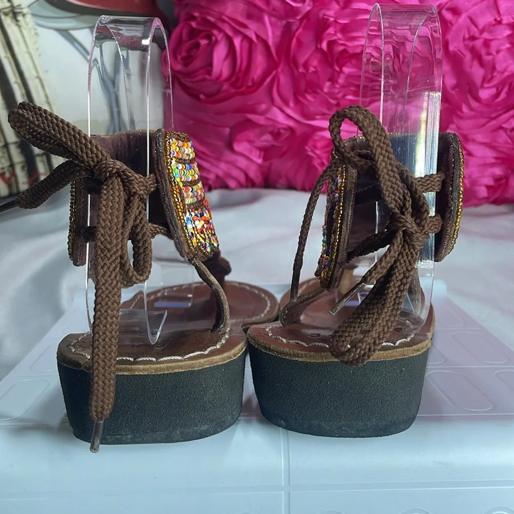 (T)Handmade Beaded Sandals, Size 35/5 - Picture 8 of 11